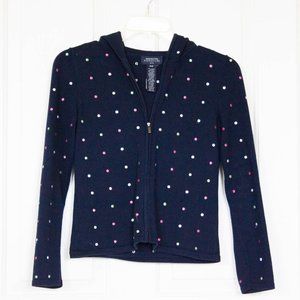 Jones New York Signature Navy Polka Dot Hoodie